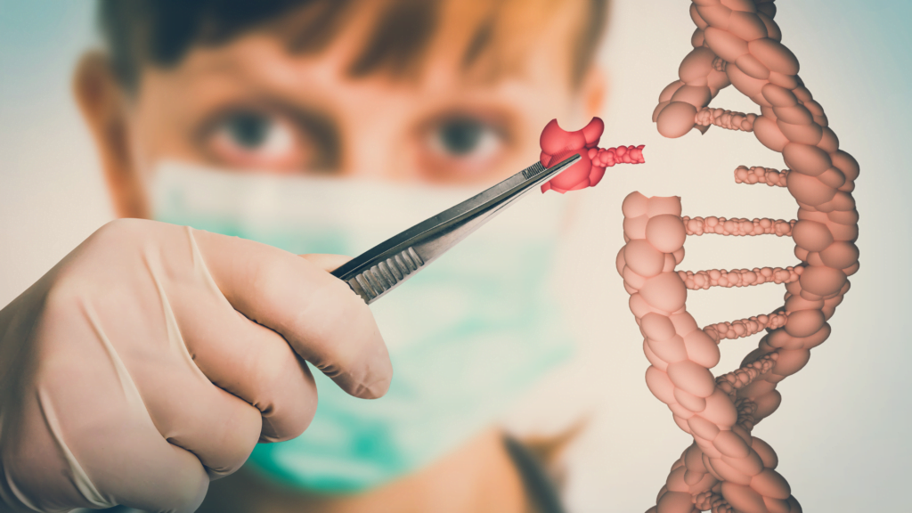 Bambino che modifica un gene nel DNA